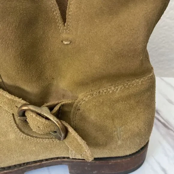 Frye Veronica Moto Green Suede Bootie - Picture 3 of 8